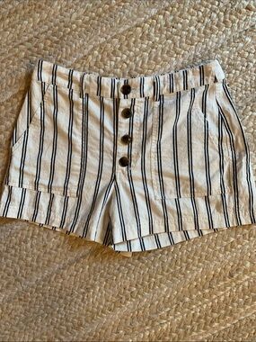 O’Neill Button-Front Women's Shorts - White with Navy Stripes